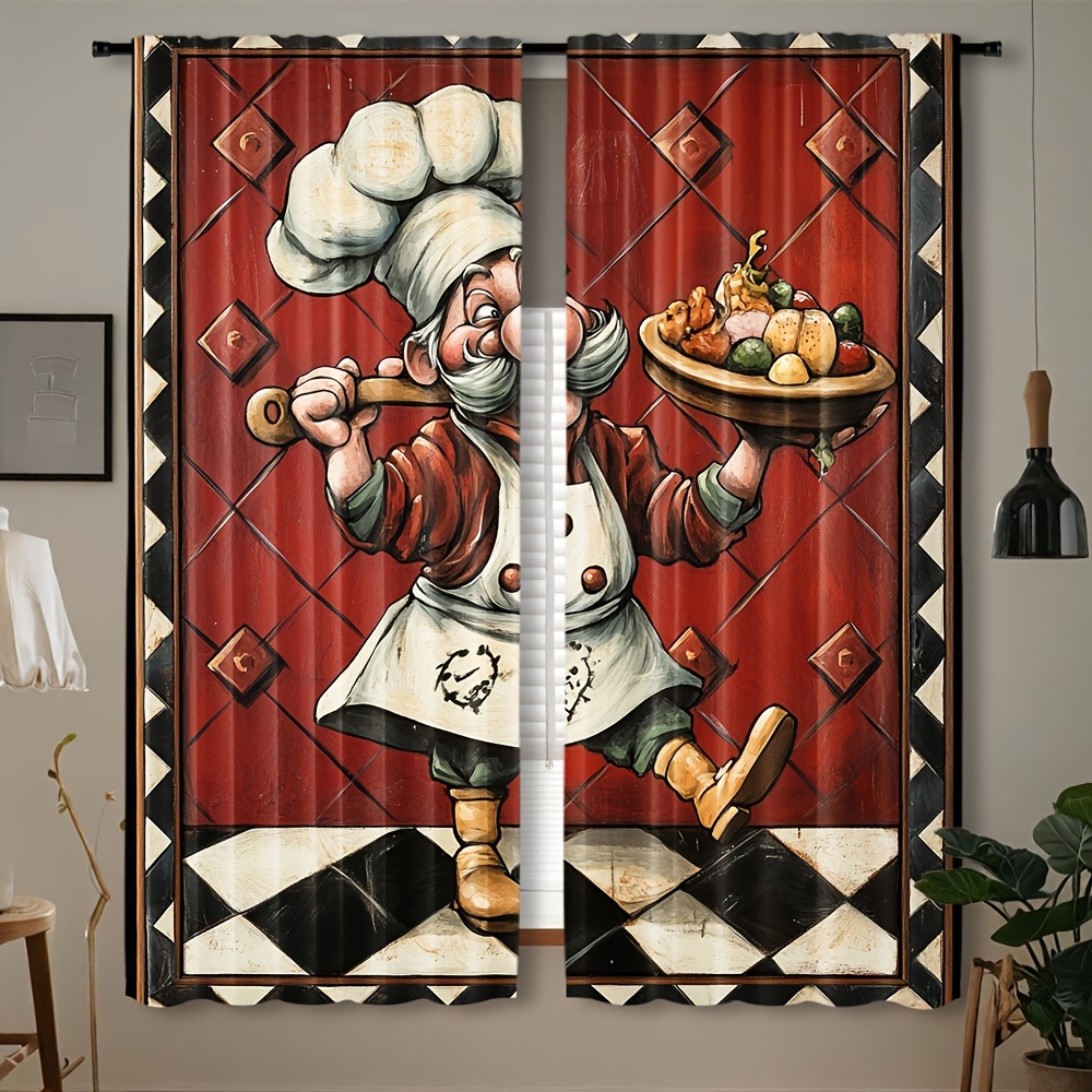 Novelty Chef Cartoon Curtains  - đánh giá và giá Home Cooking Youtube